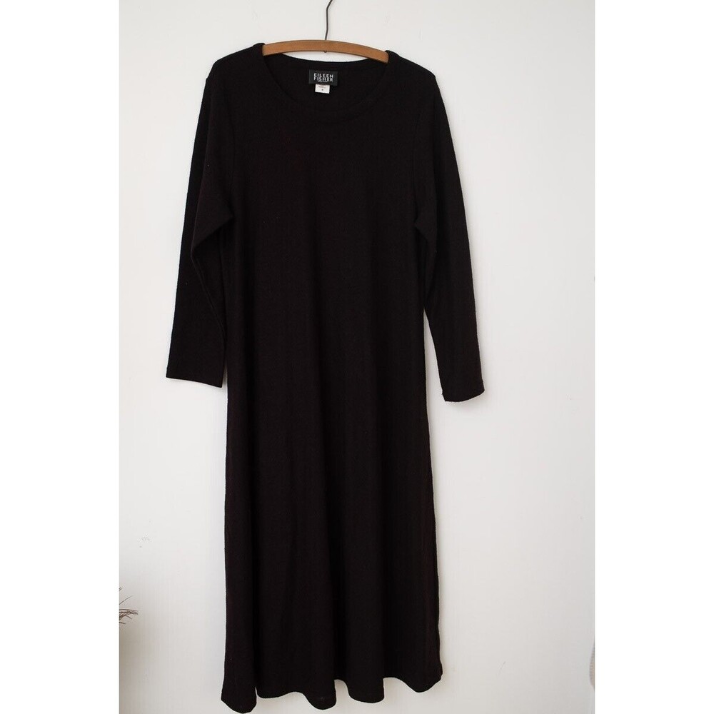 Eileen Fisher‎ dress M 100% Wool Sweater moth holes purple brown lagenlook